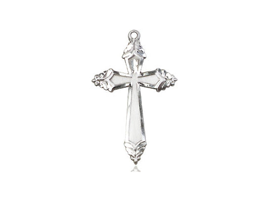 Sterling Silver Cross Pendant on a 18 inch Sterling Silver Light Curb Chain - Unique Catholic Gifts