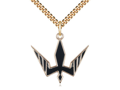 14kt Gold Filled Holy Spirit Pendant on a 24 inch Gold Plate Heavy Curb Chain - Unique Catholic Gifts