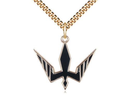 14kt Gold Filled Holy Spirit Pendant on a 24 inch Gold Plate Heavy Curb Chain - Unique Catholic Gifts