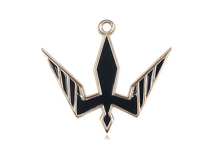 14kt Gold Filled Holy Spirit Pendant on a 24 inch Gold Plate Heavy Curb Chain - Unique Catholic Gifts