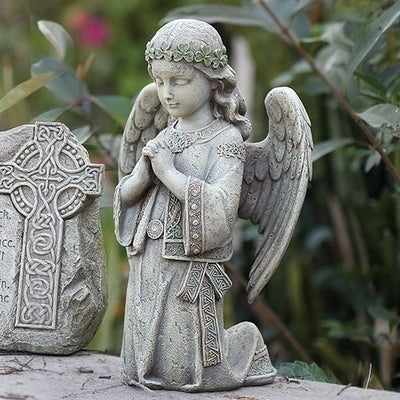 Celtic Kneeling Angel Garden Statue 12.25
