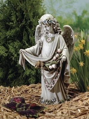 Angel W/birds on Dress Garden Statue 16.5