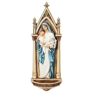 Mary with Child Holy Water Font 7 3/4" - Unique Catholic Gifts