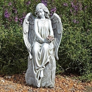 Angel W/flowers Garden Statue 17.75"H - Unique Catholic Gifts