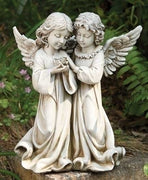 Angels W/bird Garden Statue 12.25"H - Unique Catholic Gifts