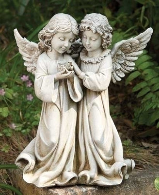 Angels W/bird Garden Statue 12.25
