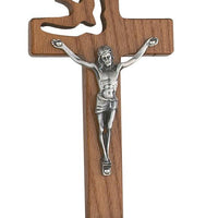 Standing Holy Spirit Crucifix Walnut (6") - Unique Catholic Gifts