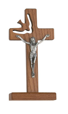 Standing Holy Spirit Crucifix Walnut (6