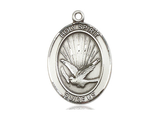 Sterling Silver Holy Spirit Pendant on a 24 inch Light Rhodium Heavy Curb Chain - Unique Catholic Gifts