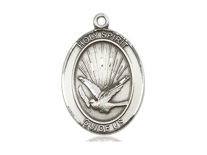 Sterling Silver Holy Spirit Pendant on a 24 inch Light Rhodium Heavy Curb Chain - Unique Catholic Gifts