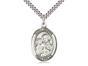 Sterling Silver St. Joseph Medal 24"Light Rhodium Heavy Curb Chain. - Unique Catholic Gifts