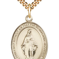 Gold Filled Miraculous Medal Pendant (3/4") with 18" chain - Unique Catholic Gifts