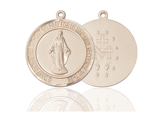 14kt Gold Filled Miraculous Pendant on a 24 inch Gold Plate Heavy Curb Chain - Unique Catholic Gifts