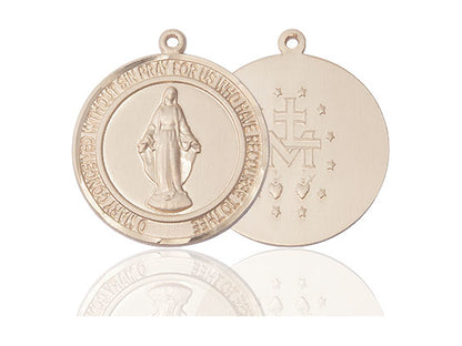 14kt Gold Filled Miraculous Pendant on a 24 inch Gold Plate Heavy Curb Chain - Unique Catholic Gifts