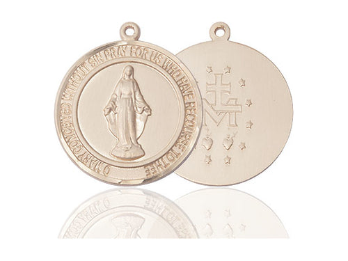 14kt Gold Filled Miraculous Pendant on a 24 inch Gold Plate Heavy Curb Chain - Unique Catholic Gifts