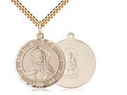 14kt Gold Filled Scapular Pendant on a 24 inch Gold Plate Heavy Curb Chain - Unique Catholic Gifts
