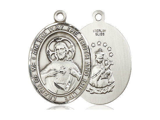 Sterling Silver Scapular Pendant on a 24 inch Light Rhodium Heavy Curb Chain - Unique Catholic Gifts