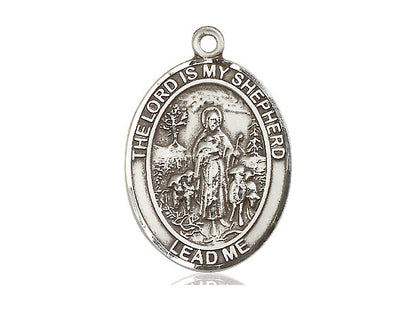 Sterling Silver Lord Is My Shepherd Pendant on a 24 inch Light Rhodium Heavy Curb Chain - Unique Catholic Gifts