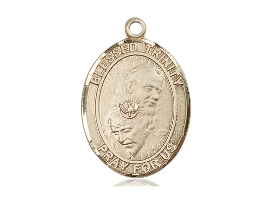 14kt Gold Filled Blessed Trinity Pendant on a 24 inch Gold Plate Heavy Curb Chain - Unique Catholic Gifts