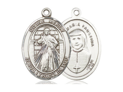 Sterling Silver Divine Mercy Pendant on a 24 inch Light Rhodium Heavy Curb Chain. - Unique Catholic Gifts