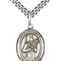 St Agatha Sterling Silver Medal (3/4") - Unique Catholic Gifts