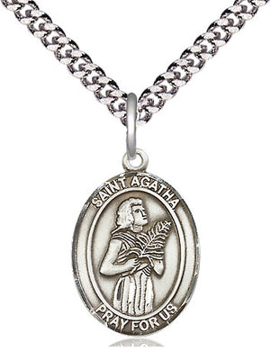 St Agatha Sterling Silver Medal (3/4