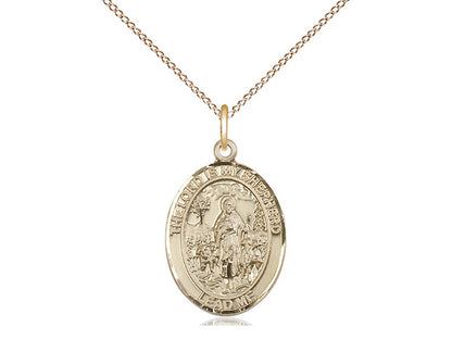 14kt Gold Filled Lord Is My Shepherd Pendant on a 18 inch Gold Filled Light Curb Chain. - Unique Catholic Gifts
