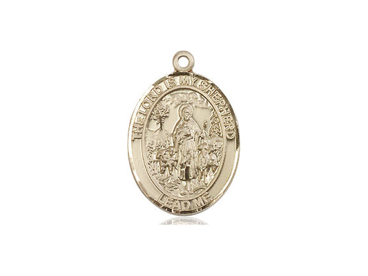 14kt Gold Filled Lord Is My Shepherd Pendant on a 18 inch Gold Filled Light Curb Chain. - Unique Catholic Gifts