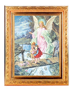 Guardian Angel Print in an Antique Gold Frame (8 1/4" x 10 1/4") - Unique Catholic Gifts