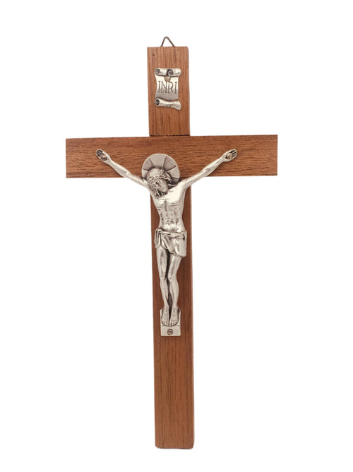 Wood Crucifix with Metal Corpus (9") - Unique Catholic Gifts