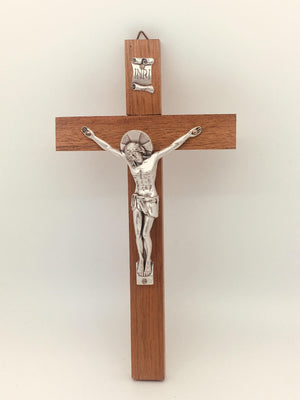 Wood Crucifix with Metal Corpus (9") - Unique Catholic Gifts