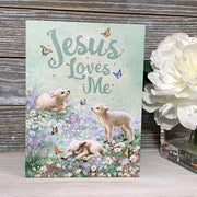 "Jesus Loves Me" Mini Lighted Easel Back 8x6 - Unique Catholic Gifts