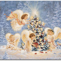 Silent Night Gentle Light Lighted Mini Tabletop Canvas Picture 8 x 6" - Unique Catholic Gifts