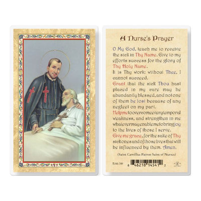 Nurses Prayer Madonna Hot Gold Stamped Laminated Holy Card (Plastic Covered) - Unique Catholic Gifts