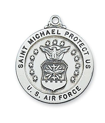 Sterling Silver Saint St Michael Air Force Medal (14/16