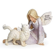 Angel with Cat Memorial Statue 4 1/4" - Unique Catholic Gifts