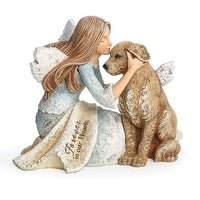 Angel with Dog Memorial Statue 4 1/4" - Unique Catholic Gifts