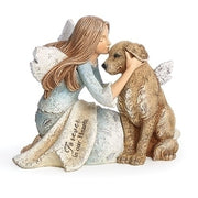 Angel with Dog Memorial Statue 4 1/4" - Unique Catholic Gifts