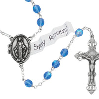 Aurora Blue Glass Prayer Petition Locket  Rosary(7 MM) - Unique Catholic Gifts