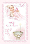Granddaughter with Love On Your Baptism Greeting Card - Unique Catholic Gifts