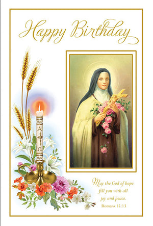 The Little Flower St. Thérèse of Lisieux Happy Birthday Greeting Card - Unique Catholic Gifts