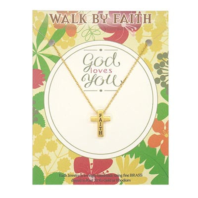 Gold Faith Cross on a Gold Chain - Unique Catholic Gifts