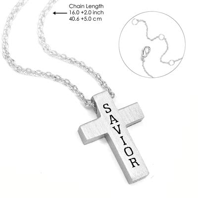 Silver Savior Cross Necklace on a Silver Chain - Unique Catholic Gifts