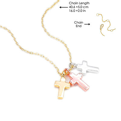 Walk by Faith Holy Trinity Cross Necklace Gold Chain - Unique Catholic Gifts