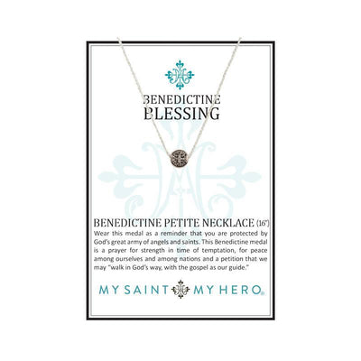 Benedictine Petite Necklace Gold with Silver chain - Unique Catholic Gifts