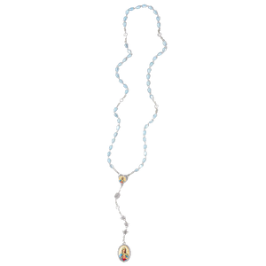 Baby Blue Tear Shaped Immaculate Heart of Mary Rosary - Unique Catholic Gifts