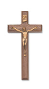 Beveled Walnut Wall Crucifix (8") - Unique Catholic Gifts
