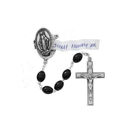 Black Prayer Petition Locket Rosary (9.5 mm) - Unique Catholic Gifts