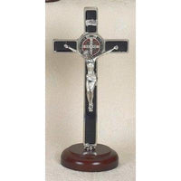 Black St. Benedict Enameled Standing Crucifix 8" - Unique Catholic Gifts