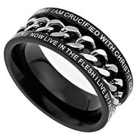 Black Chain Ring Crucified - Unique Catholic Gifts